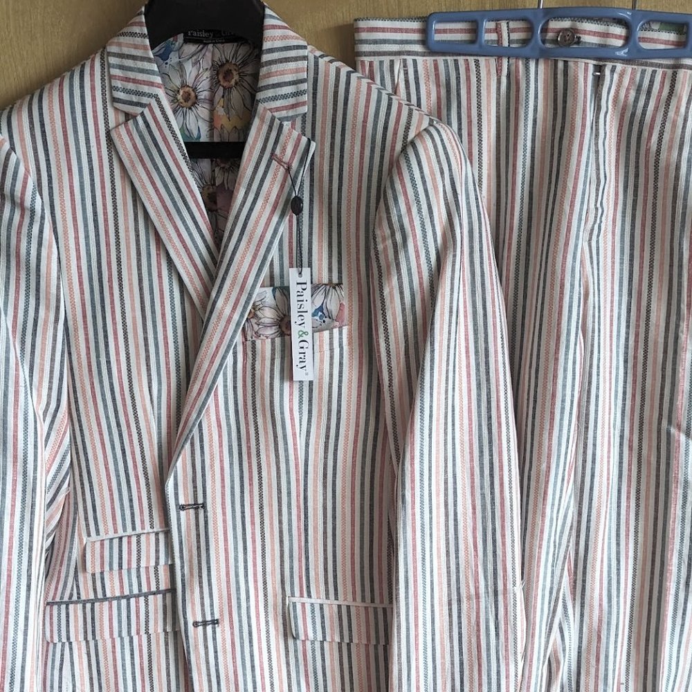 Paisley & Gray Multicolor Suit 38R Slim Fit